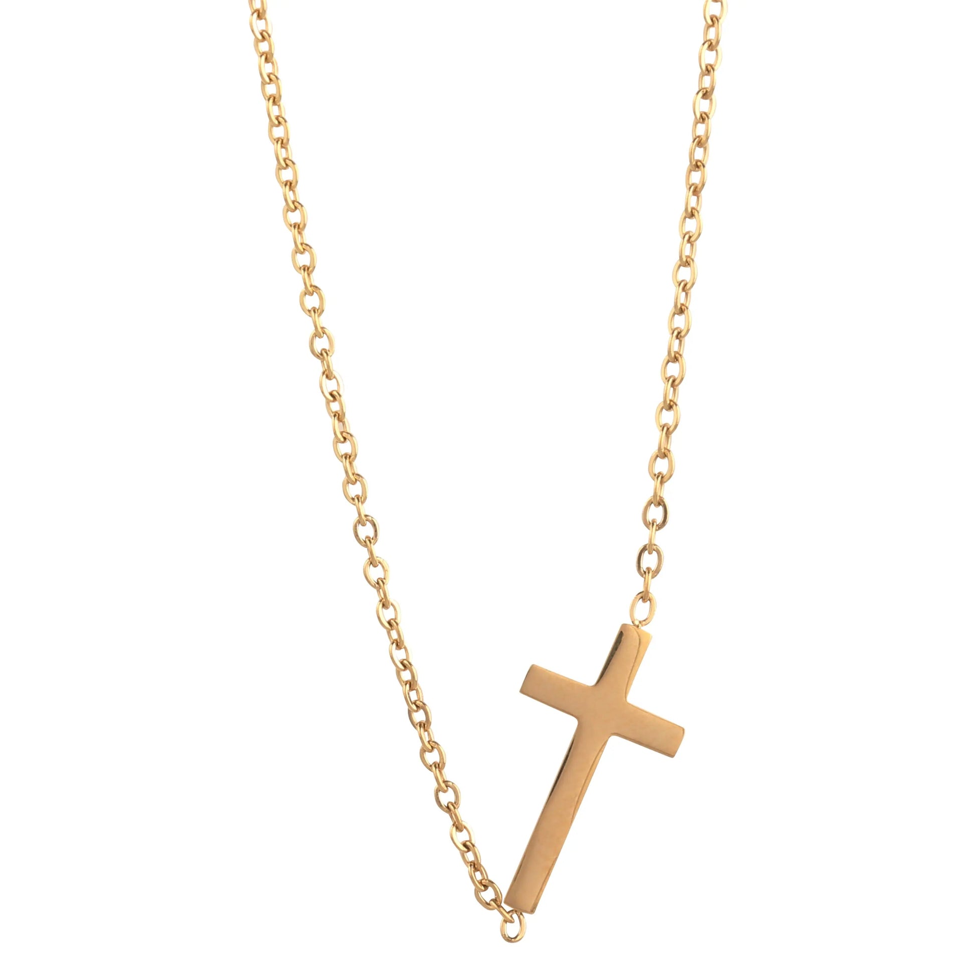 14K Gold-Plated Cross Pendant Necklace – Elegant & Timeless Gold Necklace