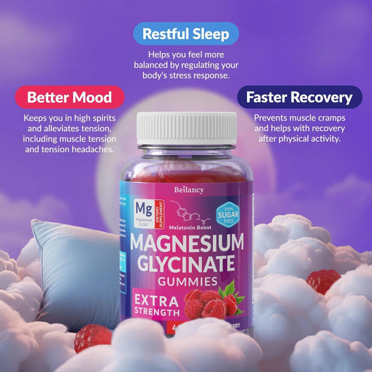 Magnesium Glycinate Gummies 400mg – 60-Day Supply for Better Sleep, Relaxation & Body Support