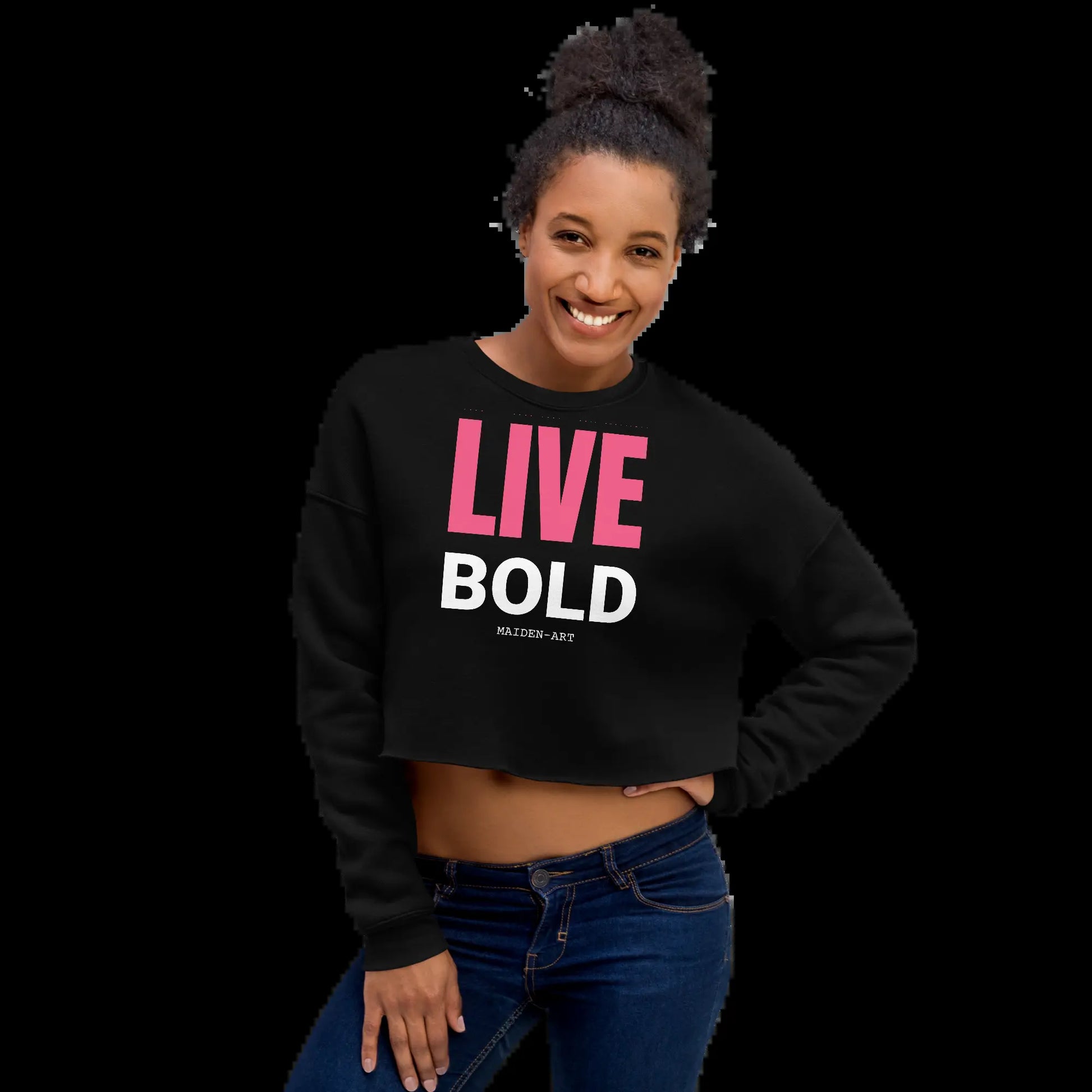 Live Bold Crop Sweatshirt – Confidence in Every Stitch