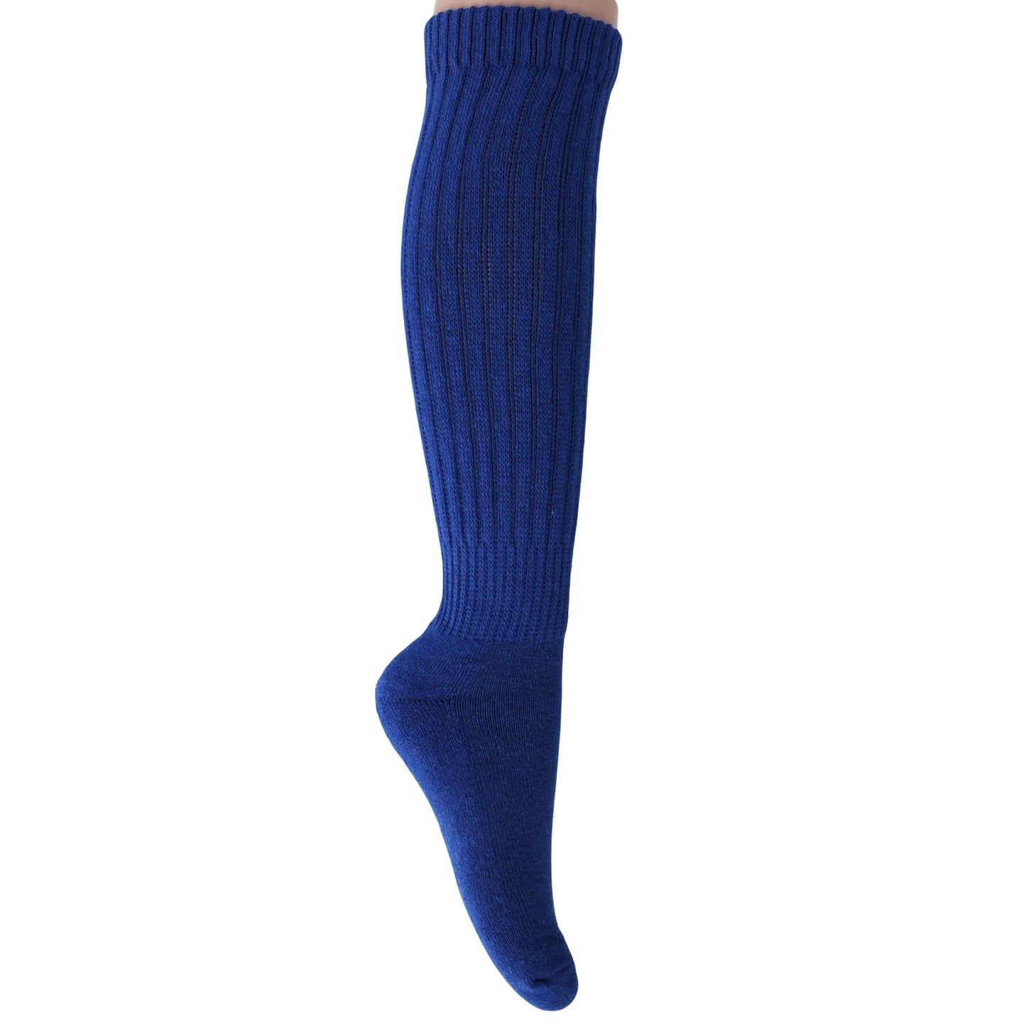 Cozy Cotton Royal Blue Slouch Socks for Women – Knee-High, Fits Shoe Size 5-10