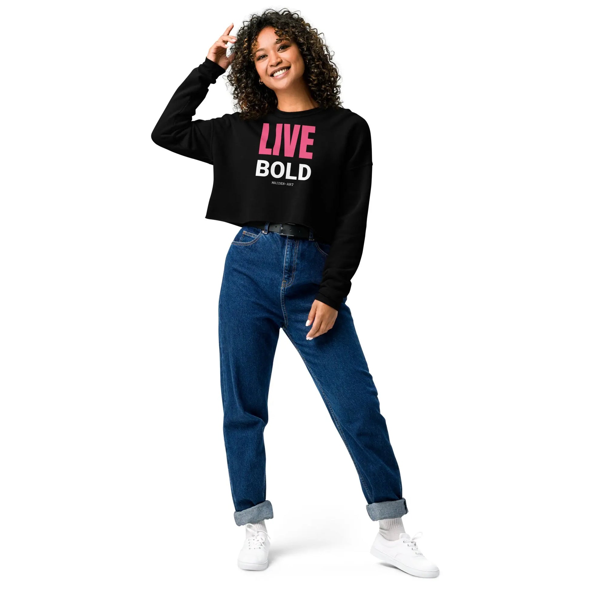 Live Bold Crop Sweatshirt – Confidence in Every Stitch