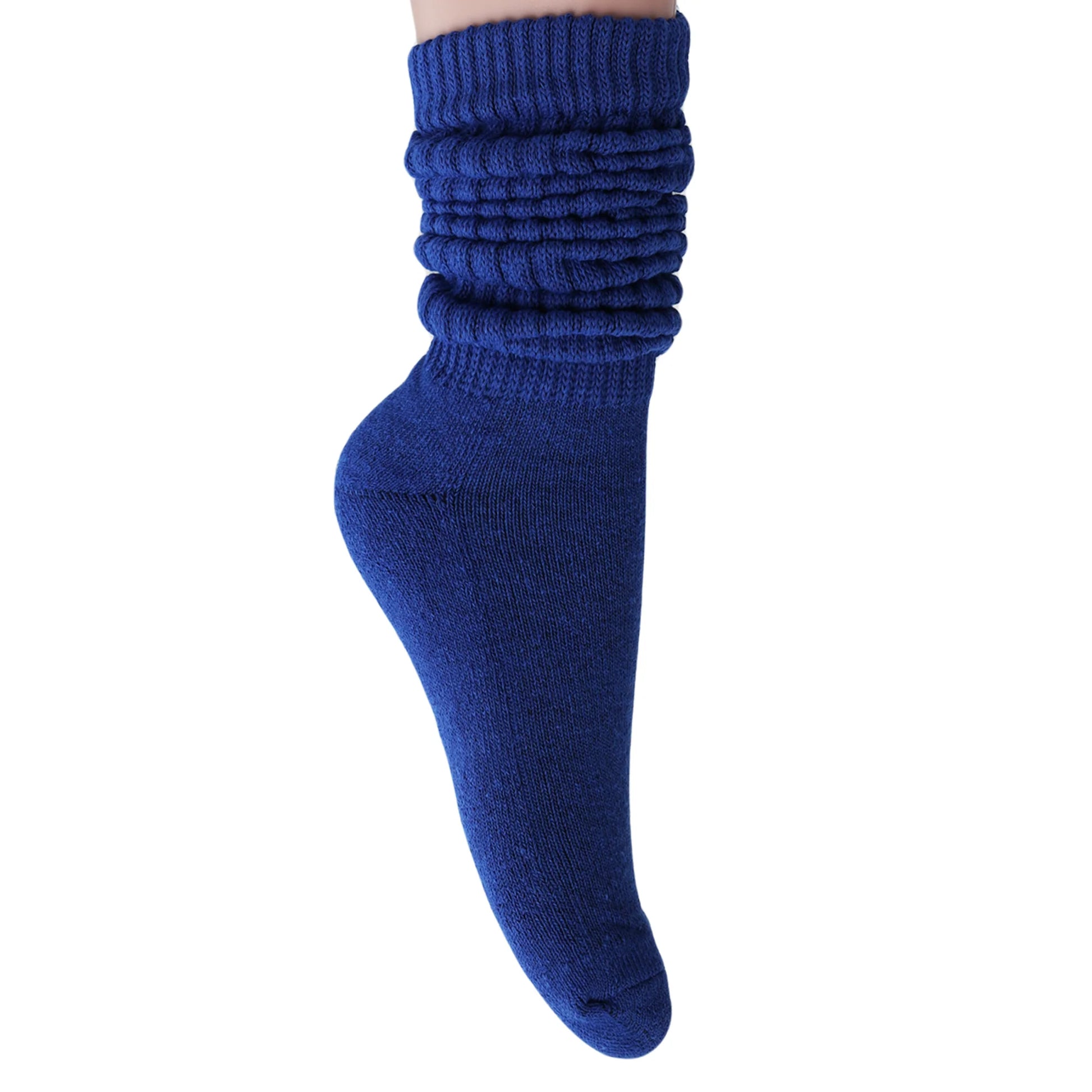 Cozy Cotton Royal Blue Slouch Socks for Women – Knee-High, Fits Shoe Size 5-10