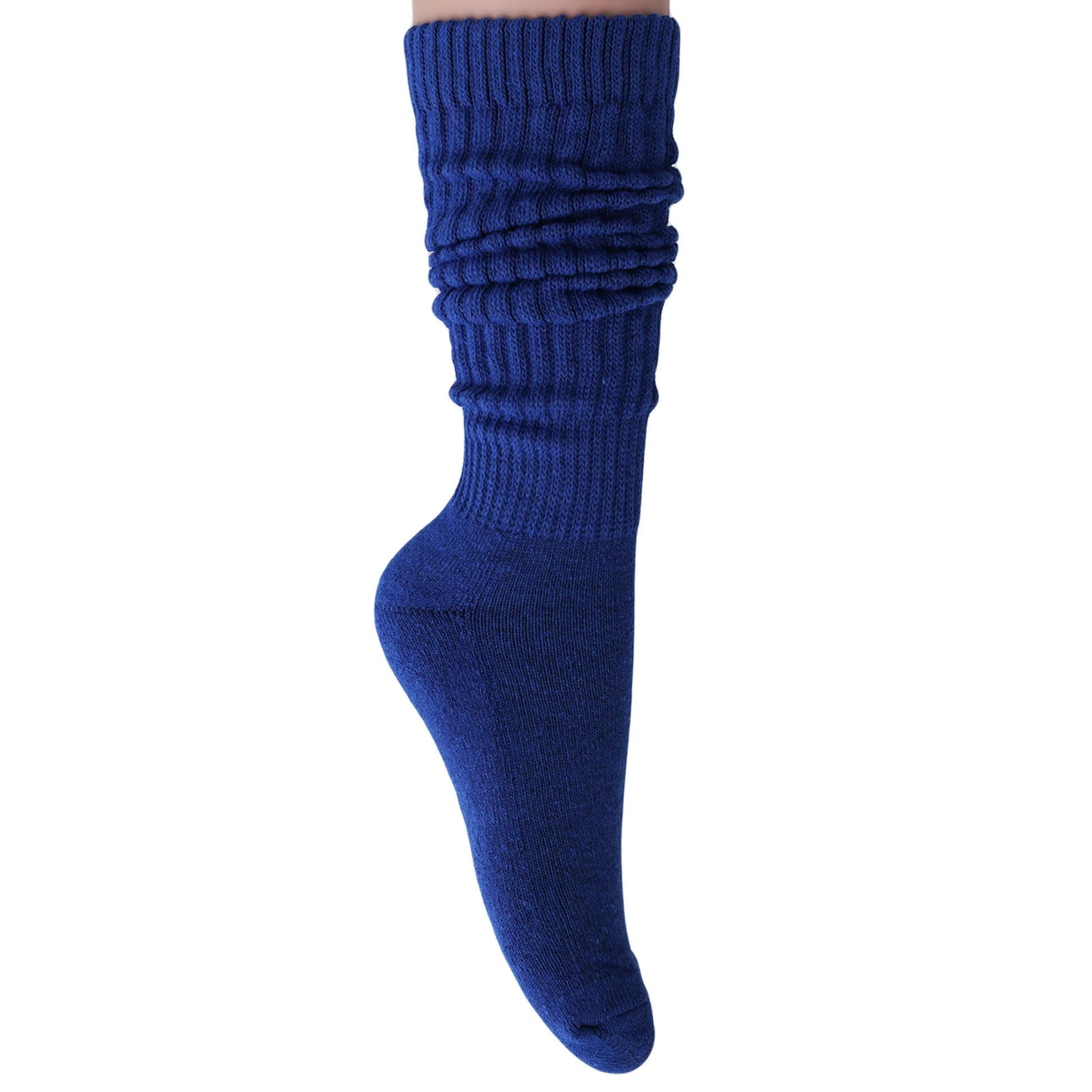 Cozy Cotton Royal Blue Slouch Socks for Women – Knee-High, Fits Shoe Size 5-10