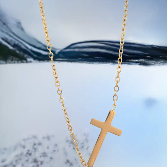 14K Gold-Plated Cross Pendant Necklace – Elegant & Timeless Gold Necklace