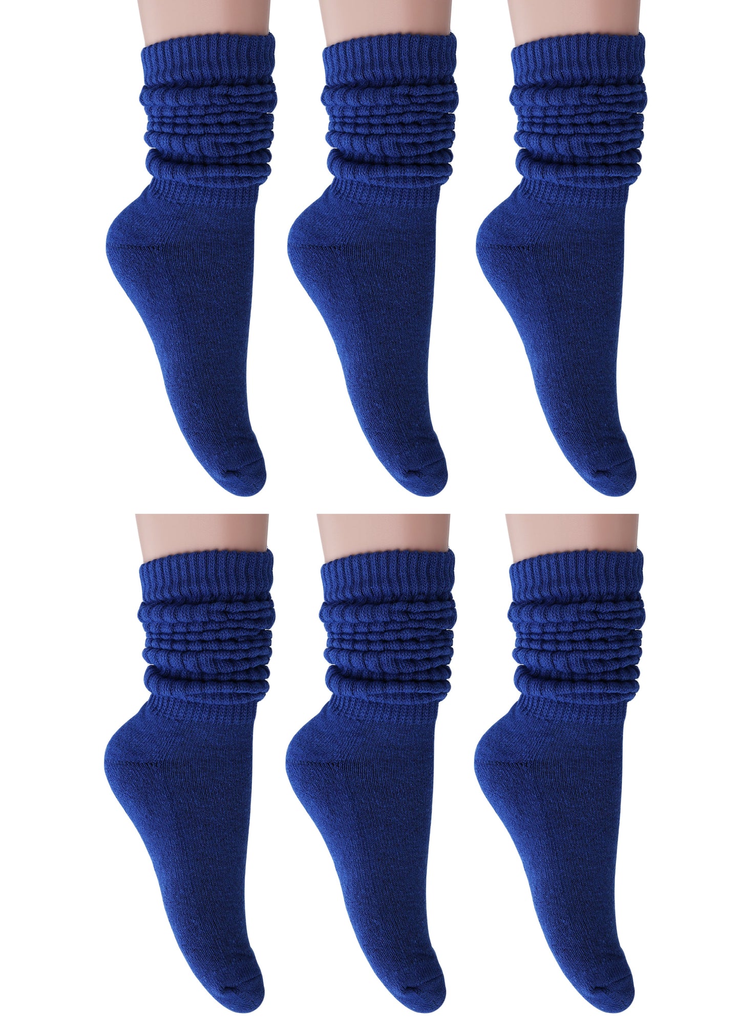 Cozy Cotton Royal Blue Slouch Socks for Women – Knee-High, Fits Shoe Size 5-10